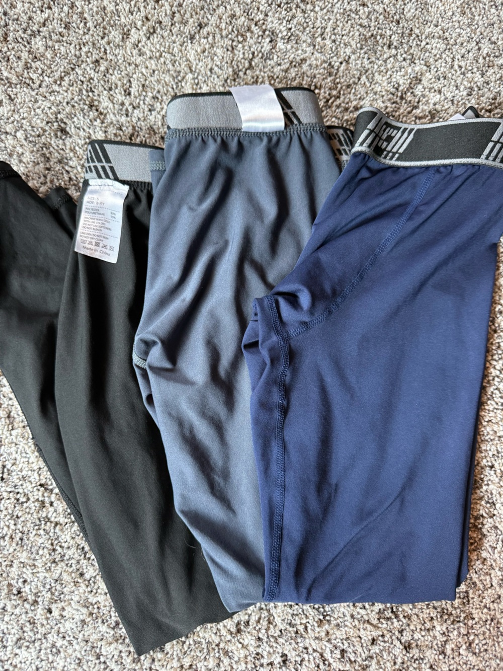Kids Active Leggings Pack - Black, Gray, Navy